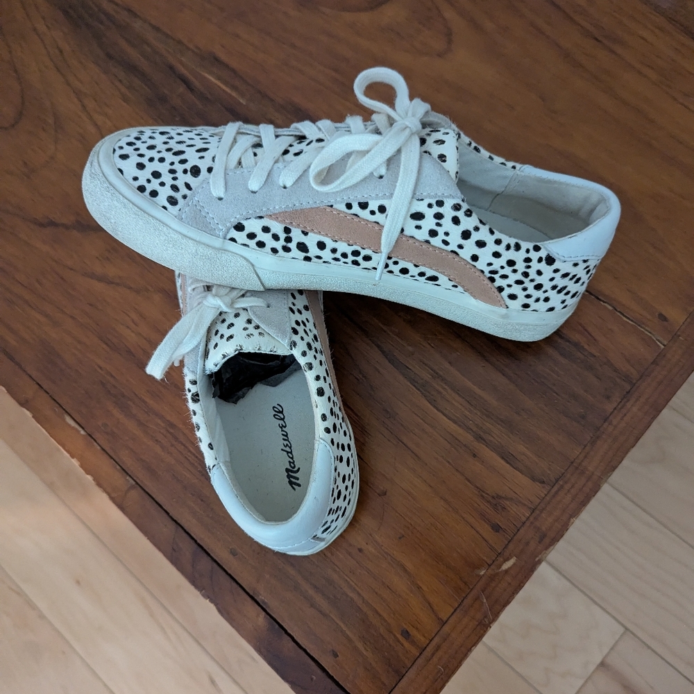 Madewell White and Black Spotted Sneakers
